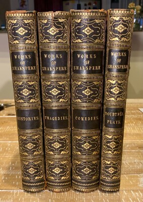 THE COMPLETE WORKS OF SHAKSPERE: 1860 - 4 VOLUME SET – PLEASE READ-image