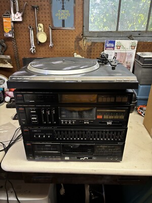 Vintage Fisher Stereo with Amp, Equalizer, Turntable, Synth Tuner & Tape Deck-image