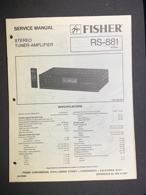 Fisher RS-881 Service Manual  Stereo Tuner Amplifier Original-image