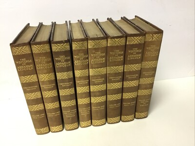 The Writings Of Abraham Lincoln, Lapsley, 1905, Half Leather, 8 Volume Set-image
