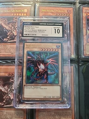Yugioh Red-Eyes Black Dragon MAMA-EN105 CGC 10 Ultra Pharaoh's Rare -image