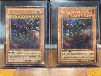 Yugioh! TCG Lot of 2: Red-Eyes Darkness Dragon SD1-EN001 Ultra Rare 1st Edition -image