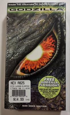 Godzilla Size Does Matter 1998 VHS Video Tap FACTORY SEALED Watermarks Stickers-image