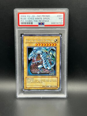 Yugioh PSA 7 NM Blue-Eyes White Dragon PCK-001 Secret Rare Unlimited 2004 S#4720-image
