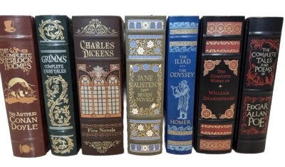 7 Leather Bound B&N Box Set: Poe Doyle Shakespeare Austen Homer Grimm +Dickens-image