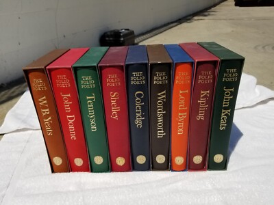 folio society poets complete nine volume set leather-bound in slipcases vg/mint-image