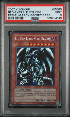 2007 YUGIOH PP01-EN015 RED-EYES BLACK METAL DRAGON SECRET PSA 9 MINT #100454144-image