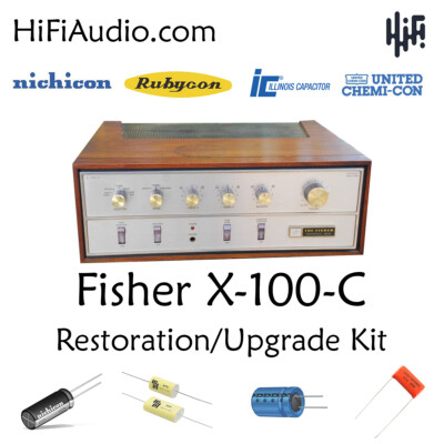 Fisher x100c tube amplifier restoration repair service rebuild kit fix capacitor-image