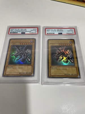 Yugioh Red Eyes Black Dragon Lob-070 SDJ-001 PSA 10-image