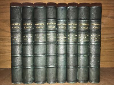 LEATHER Set; LORD TENNYSON’s Works! 1892! Complete Original Near Mint Rare Gift-image