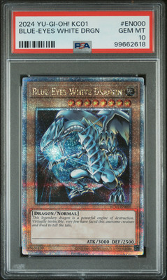 Blue-Eyes White Dragon Yugioh 2024 KC01-EN000 Quarter Century Secret Rare PSA 10-image