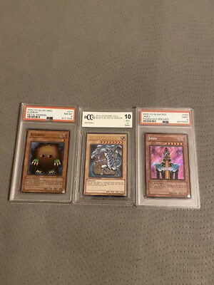 Yu-Gi-Oh Graded Kuriboh, Jinzo, and Blue Eyes White Dragon PSA and BCCG-image