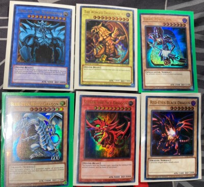* YuGiOh Egyptian God Cards, Obelisk, Blue Eyes Legendary Collection 6X LC01 Set-image