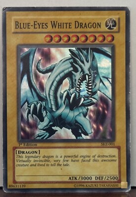 Yugioh! Blue-Eyes White Dragon SKE-001 Super Rare 1st Edition NM   NS1-image