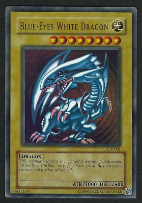 2002 Yugioh Yu-Gi-Oh Card Blue Eyes White Dragon SDK-001 ULTRA RARE NRMT *B*-image