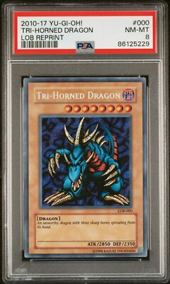 Yu-Gi-Oh! TCG Tri-Horned Dragon Legend of Blue Eyes White Dragon LOB-000 PSA 8-image