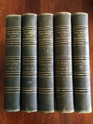1882 The Earth & Its Inhabitants EUROPE (5 Vol Set) w/ MAPS, Wilmington, NC Prov-image