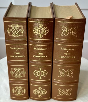 Easton Press~William Shakespeare Complete 3v Set~Leather~Ribbon~Gilding & Foil-image
