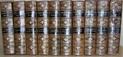 THACKERAY'S COMPLETE WORKS, 10 VOLUME SET, 1887, LEATHER, FULLY ILLUSTRATED-image