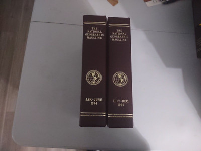 National Geographic Magazine Complete 1996 Set With Brown Leather Slip Case-image
