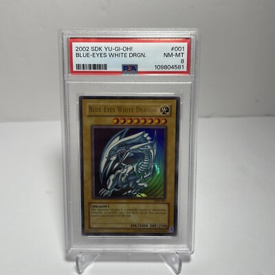 PSA 8 NM-MT Yu-Gi-Oh! Blue-Eyes White Dragon LOB SDK-001 2002 Ultra Rare 001 -90-image