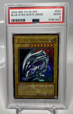 Yugioh Blue-Eyes White Dragon SDK-001 Ultra Rare PSA 2 - Great Front Bad Back-image