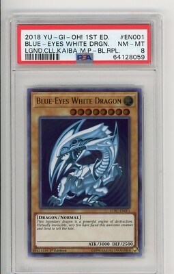 Blue-Eyes White Dragon 1st Edition Holo | LCKC-EN001 | PSA 8 | 2018 Yu-Gi-Oh-image